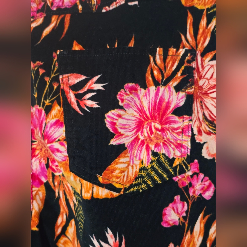 No Boundaries Bootcut Bold Floral Corduroy Pants Womens Large (11-13) Stretch - Picture 4 of 8